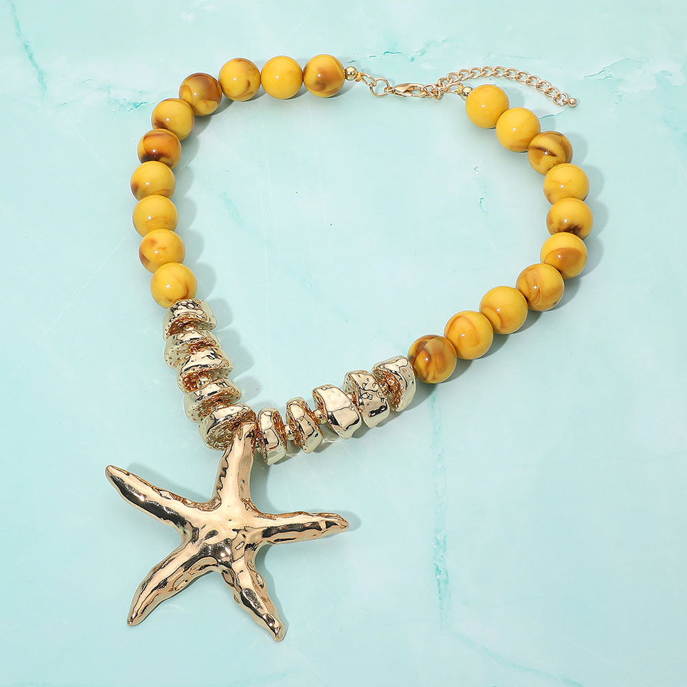 Coastal Beaded Starfish Necklace