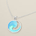 Ocean Wave Charm Pendant Necklace